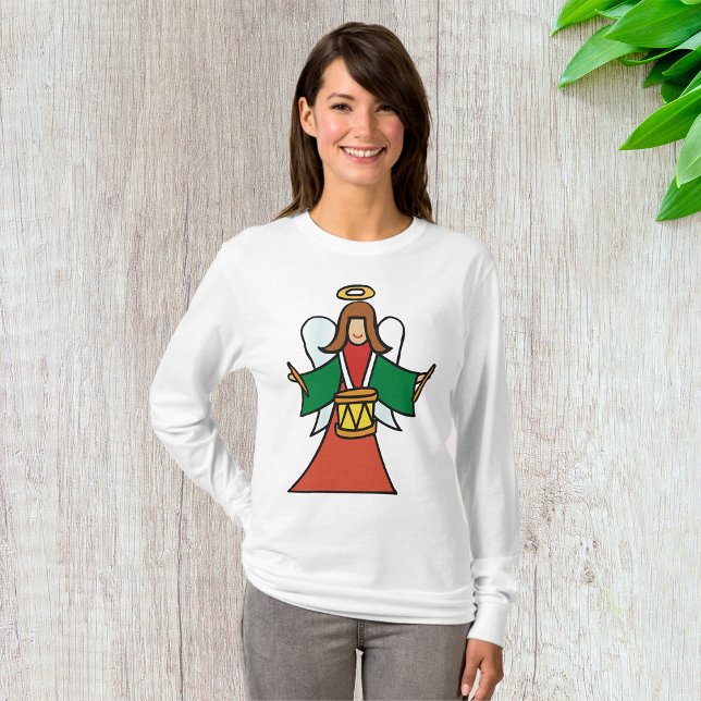 Weihnachtsangel Drummer Holiday Music Design T-Shirt (Von Creator hochgeladen)