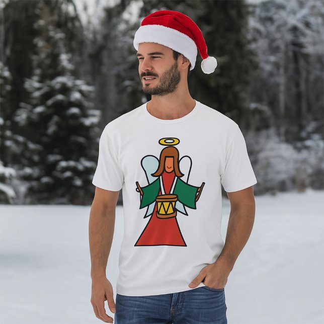 Weihnachtsangel Drummer Holiday Music Design T-Shirt (Von Creator hochgeladen)