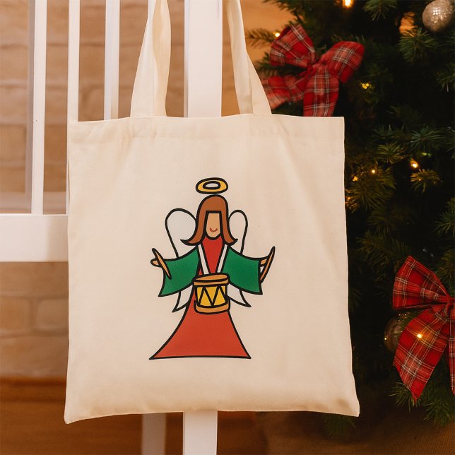 Weihnachtsangel Drummer Holiday Music Design Tragetasche (Von Creator hochgeladen)