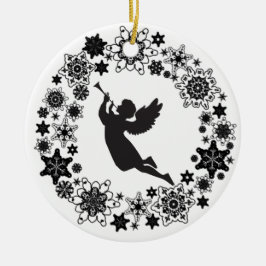 Weihnachtsangel Silhouette Keramik Ornament