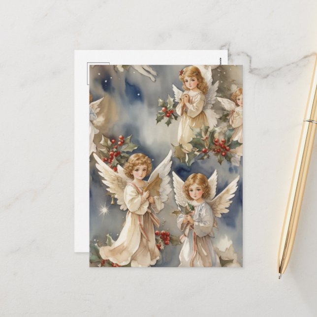 WeihnachtsAngeln Feiertagspostkarte (Vorderseite/Rückseite Beispiel)