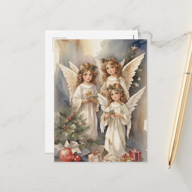 WeihnachtsAngeln Feiertagspostkarte (Vorderseite/Rückseite Beispiel)