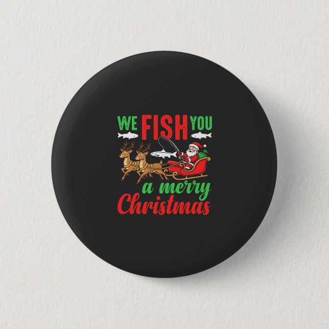 Weihnachtsangeln Frohe Fische Ihnen Button (Vorderseite)