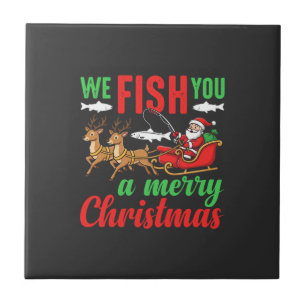 Weihnachtsangeln Frohe Fische Ihnen Fliese