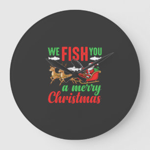 Weihnachtsangeln Frohe Fische Ihnen Große Wanduhr