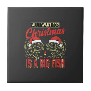 Weihnachtsangeln Großer Fisch Feiertag Fliese