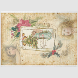 WeihnachtsAngeln, Holly & Poinsettias Seidenpapier