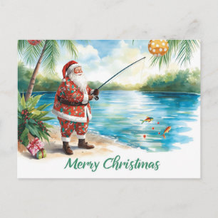 Weihnachtsangeln mit dem Weihnachtsmann Feiertagspostkarte