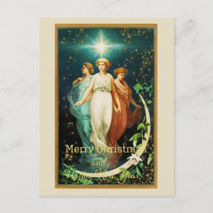 WeihnachtsAngeln mit Star Postkarte