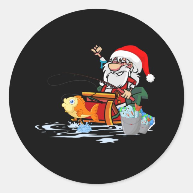 Weihnachtsangeln Runder Aufkleber (Vorderseite)