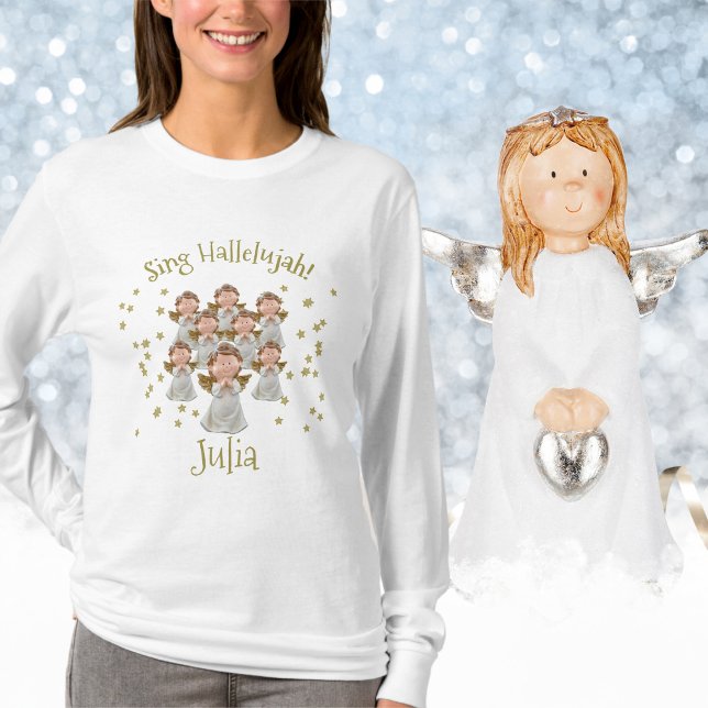 WeihnachtsAngels-Chor mit Namen T-Shirt (Christmas Angels Choir, With Name T-Shirt)