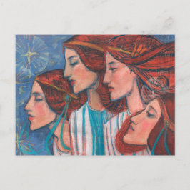 WeihnachtsAngels Jugendstil-Malerei Ginger Frauen Postkarte