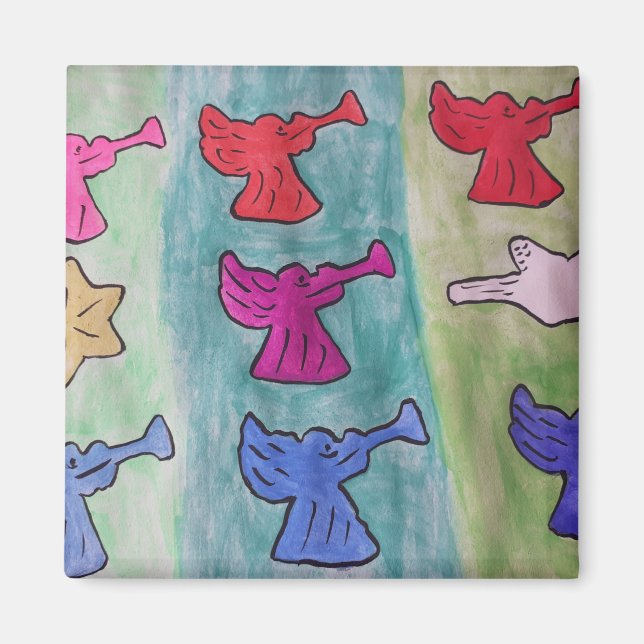 WeihnachtsAngels mit Trumpets Magnet (Vorne)