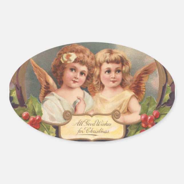 WeihnachtsAngels Ovaler Aufkleber (Vorderseite)