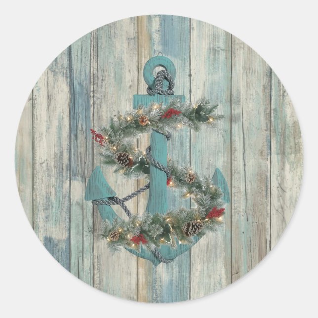 Weihnachtsanker-Rundsticker Runder Aufkleber (Vorderseite)