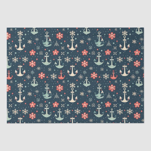 Weihnachtsankerpapier für die Nautische Küste Seidenpapier (Vorderseite)