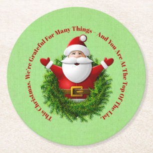 Weihnachtsankündigung Business Office Weihnachten Runder Pappuntersetzer