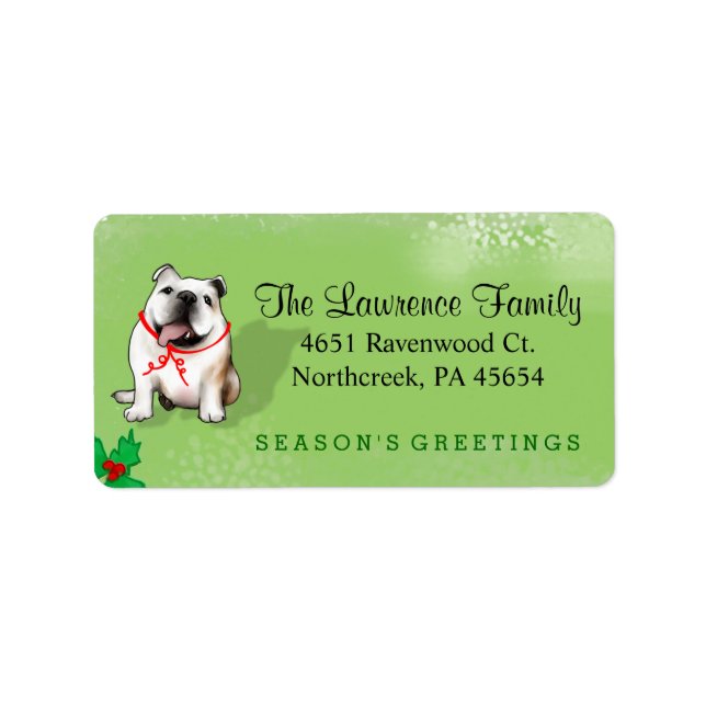 Weihnachtsanschrift Label - Bulldog - GRÜNEN Adressaufkleber (Vorne)