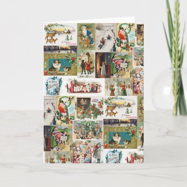 Weihnachtsantike Collage Xmas Karte (Vorderseite)