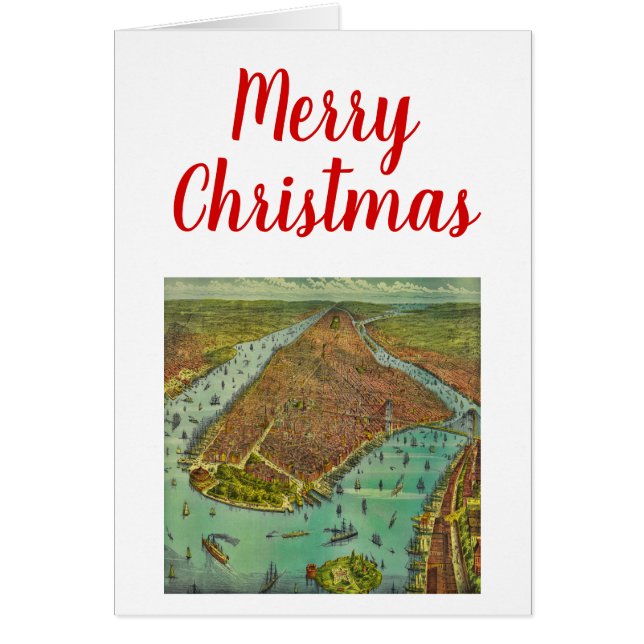 Weihnachtsantike New York City Karte (Vorne)