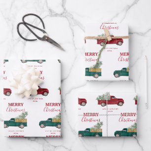 Weihnachtsantiker Lieferwagen Truck Xmas Baum Cust Geschenkpapier Set