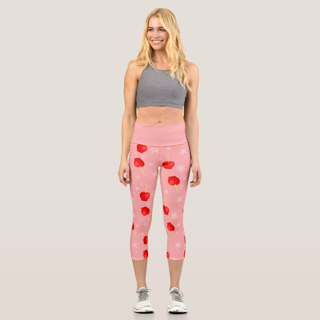 Weihnachtsäpfel Rosa Capri Leggings (Vorderseite)