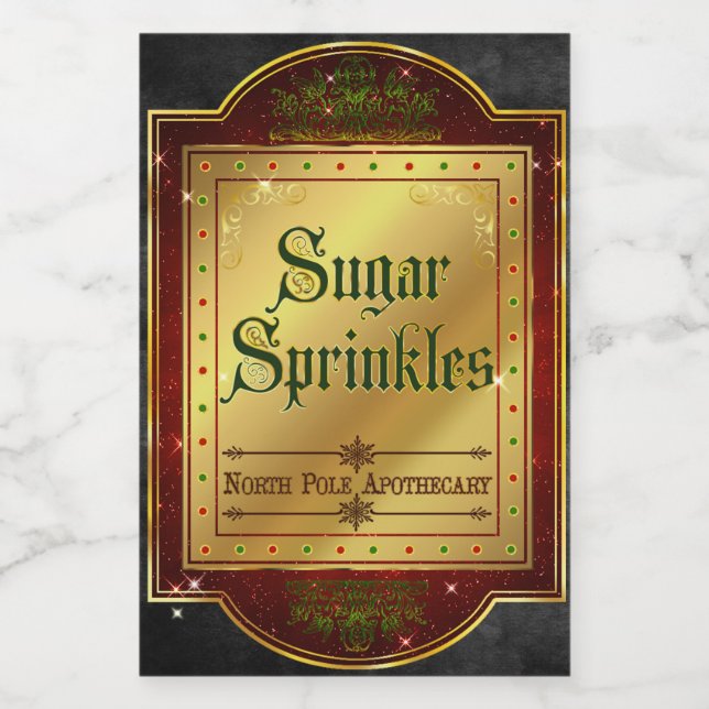 Weihnachtsapothecary Sugar Sprinkles Label Lebensmitteletikett (Einzelnes Label)