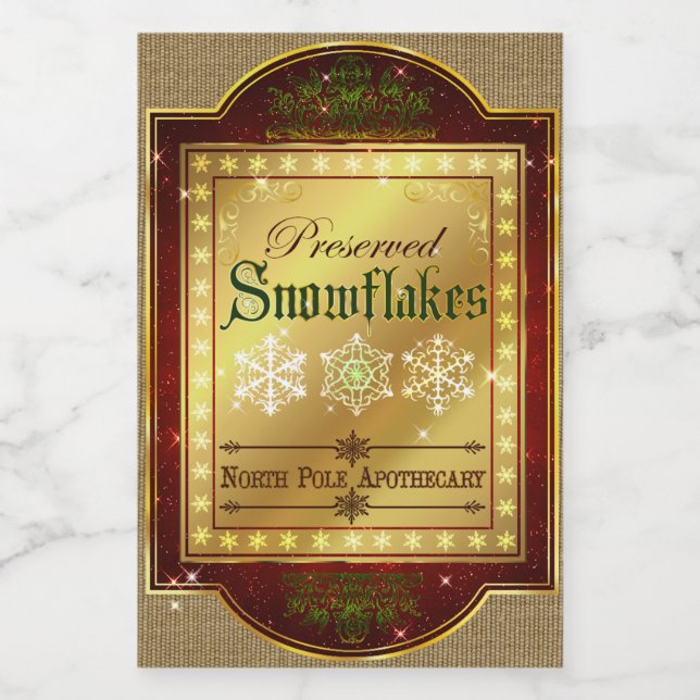 Weihnachtsapotheke - Schneeflocken Lebensmitteletikett (Einzelnes Label)