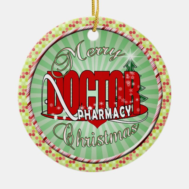 WEIHNACHTSapotheken-DOKTOR Keramik Ornament (Vorne)