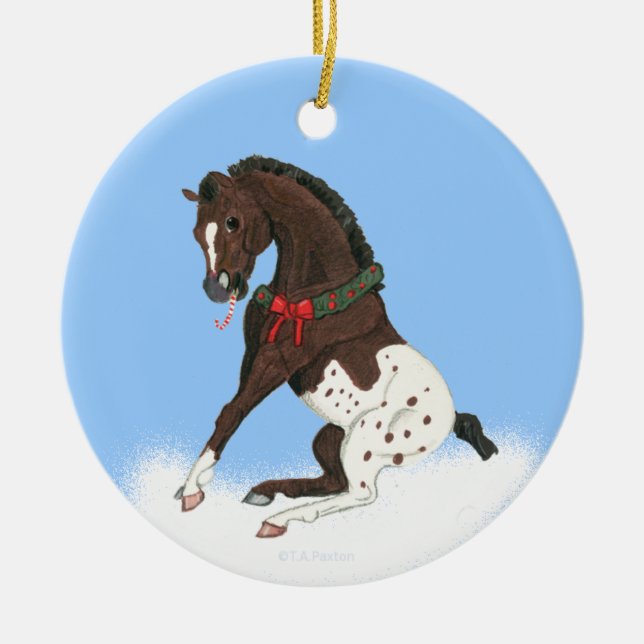 Weihnachtsappaloosa-Colt Keramikornament (Vorne)