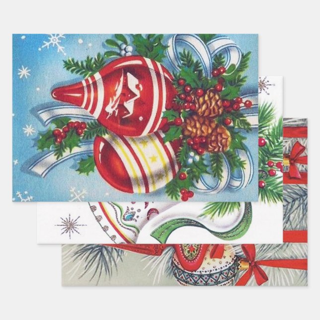 Weihnachtsarbeit Spaß Papier Retro Vintag (Set)