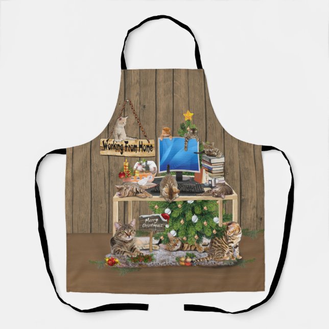Weihnachtsarbeit von der Zuhause mit meinen Katzen Schürze (Vorderseite)