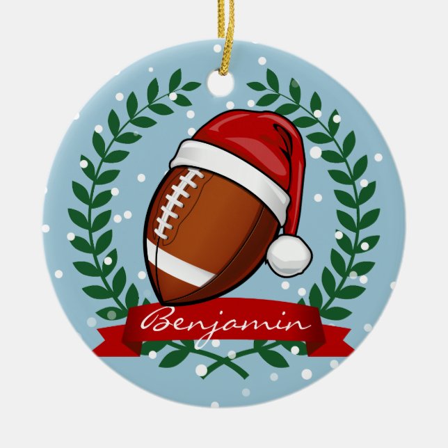 Weihnachtsart-Fußball Keramikornament (Vorne)