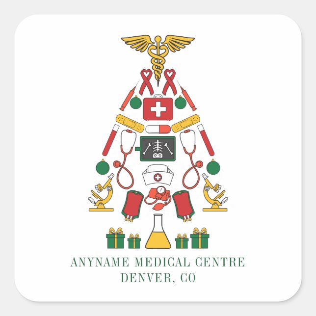 Weihnachtsärzte und Krankenpfleger Quadratischer Aufkleber (Vorderseite)