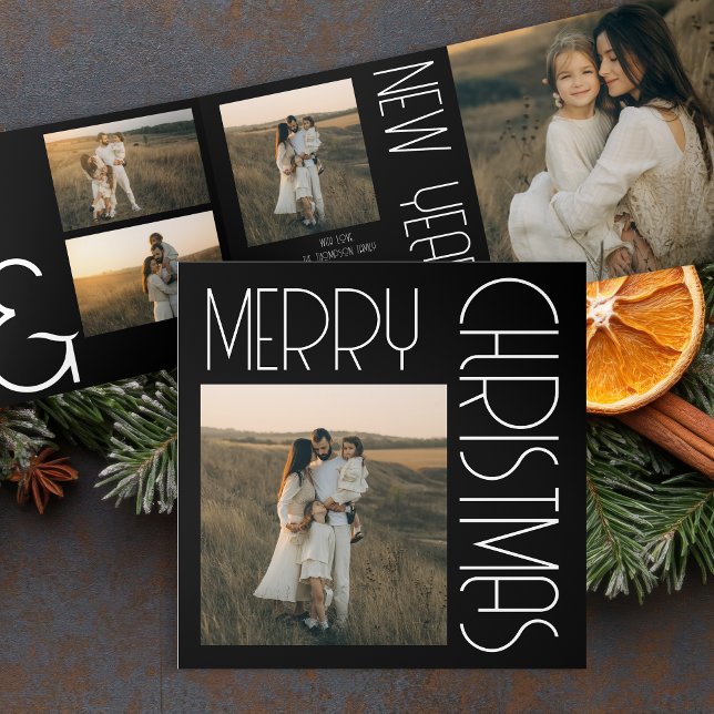 Weihnachtsästhetik Vintage individuell Schwarz-wei Dreifach-gefaltete Programmkarte (Von Creator hochgeladen)