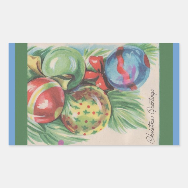 Weihnachtsaufkleber der 40er Jahre Rechteckiger Aufkleber (Vorderseite)