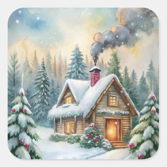 Weihnachtsaufkleber - Feierliche Etiketten & Feier Quadratischer Aufkleber (Vorderseite)