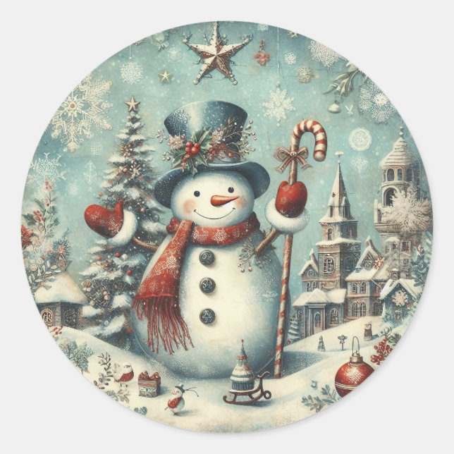 Weihnachtsaufkleber - Feierliche Etiketten & Feier Runder Aufkleber (Vorderseite)