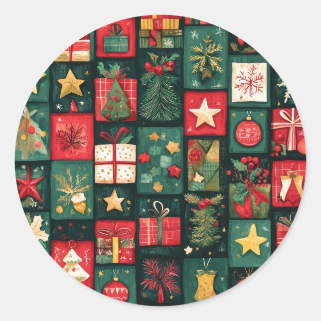 Weihnachtsaufkleber - Feierliche Etiketten & Feier Runder Aufkleber (Vorderseite)