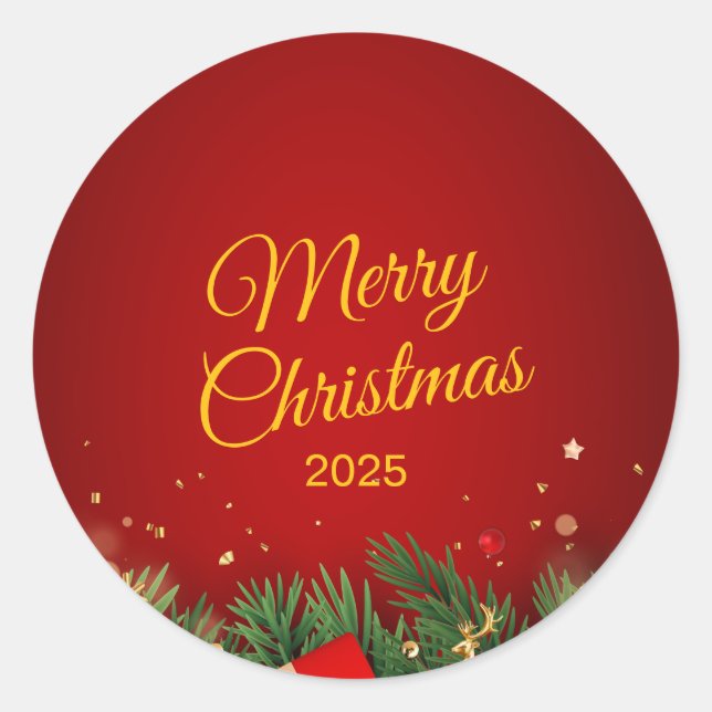 Weihnachtsaufkleber – Festliches Weihnachtsdekal Runder Aufkleber (Vorderseite)