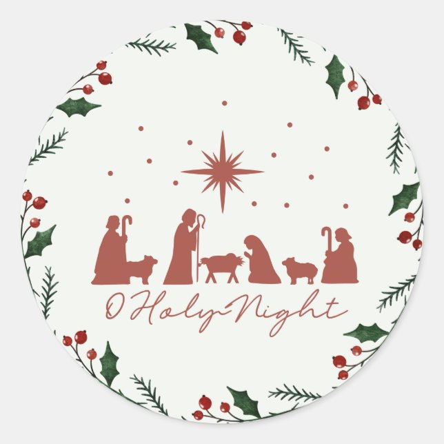 Weihnachtsaufkleber für die Krippe Runder Aufkleber (Vorderseite)