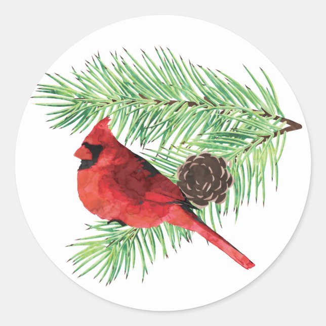 Weihnachtsaufkleber für Kardinal Runder Aufkleber (Vorderseite)