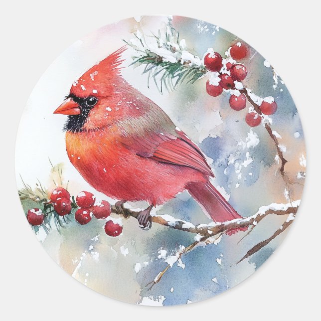 Weihnachtsaufkleber für Kardinal Runder Aufkleber (Vorderseite)