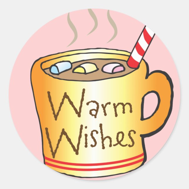 Weihnachtsaufkleber für Kinder Warme Wünsche Runder Aufkleber (Vorderseite)