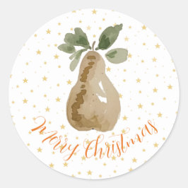 Weihnachtsaufkleber Handgemalt Wasserfarbenpear Runder Aufkleber