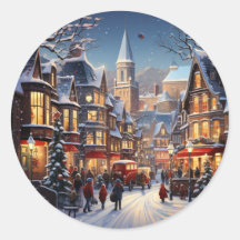 Weihnachtsaufkleber in der Winterstadt
