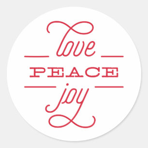 WEIHNACHTSAUFKLEBER LOVE PEACE JOY für Sie Runder Aufkleber