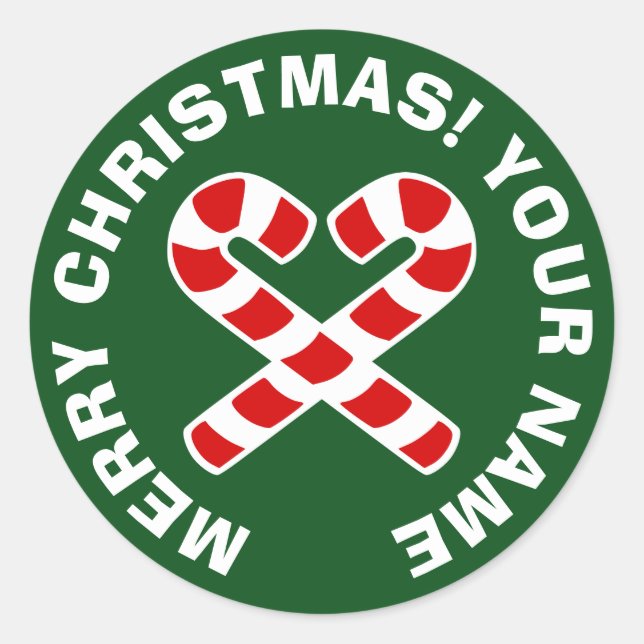 Weihnachtsaufkleber mit Zuckerrohrherz Runder Aufkleber (Vorderseite)
