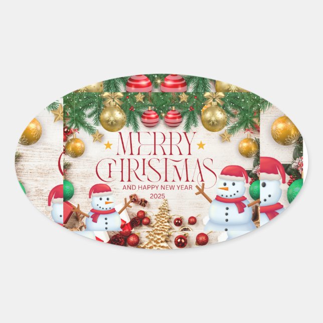 Weihnachtsaufkleber Ovaler Aufkleber (Vorderseite)