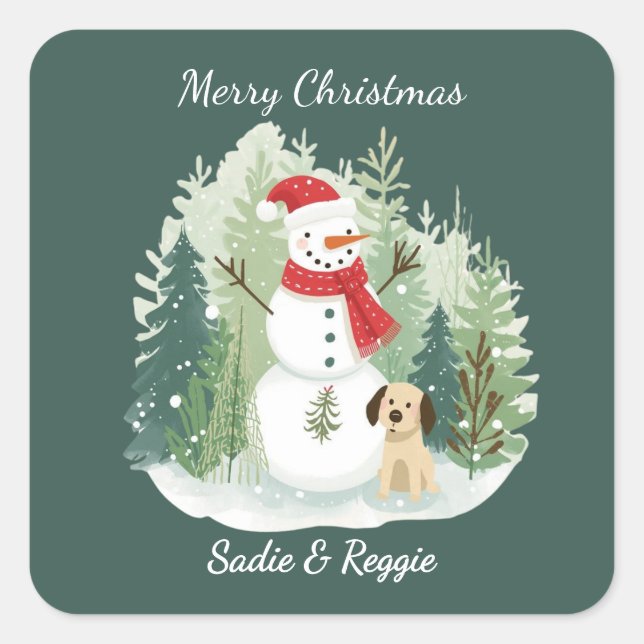Weihnachtsaufkleber - Personalisierter Weihnachtsm Quadratischer Aufkleber (Vorderseite)
